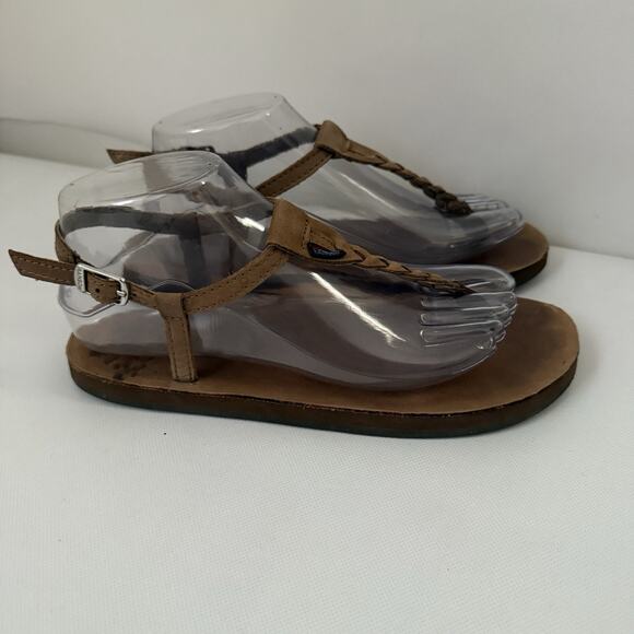 Rainbow Sandals WMS SZ M 6.5-7.5 Brown Leather T Street Braided Ankle Boho Shoes - Picture 1 of 8